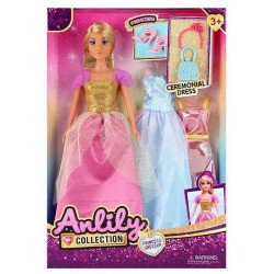 Лялька висота 30см, знімний одяг та взуття, 2 додаткові сукні, обруч для голови, сумочка, в кор. 32*23*4,5см  арт: 616331