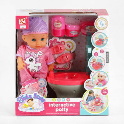 Пупс, функциональный горшок, звук, свет, музыкальный чип, закрывает глаза, пьет, ходит на горшок, аксессуары, у кор. 32*31*21см 
