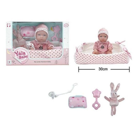 Пупс резиновый, 30см, кокон с ручками, подушечка, погремушка, пустышка, в кор. 33*23*12см 