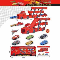 Трейлер герої, 28*6.5*9.5см, механічний запускач, 3 металопластикові моделі, довжина: 7см, інерція, в кор. 29*10*7см  арт: LH901-11