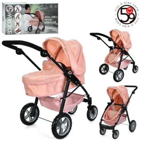 Коляска для куклы, трансформер, люлька-переноска 52*23*11см, корзина, металл, кор. 58,5*33*14,5см 