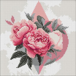 Алмазная мозаика "Геометрические фигуры с пионами" 30х30см, термопакет, ТМ Идейка, Украина