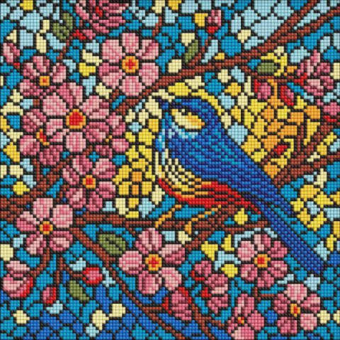 Алмазна мозаїка "Вітраж. Синиця" 30х30см, термопакет, ТМ Ідейка, Україна арт: AMO8326