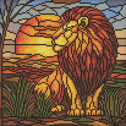 Алмазная мозаика "Витраж. Лев" 30х30см, термопакет, ТМ Идейка, Украина