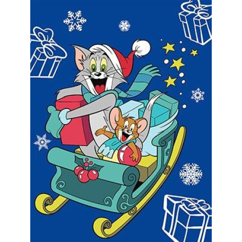 Картина за номерами для дітей WB "Tom and Jerry: на санчатах" 30х40см, термопакет, ТМ Ідейка, Україна арт: KHO6859