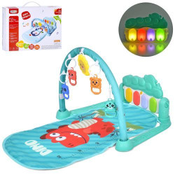 Коврик для младенца 72*44см, дуга, подвески 5шт, пианино-музыка, свет, звуки животных, 4 режима, на батаре. в корр. 36,5*29*9см 