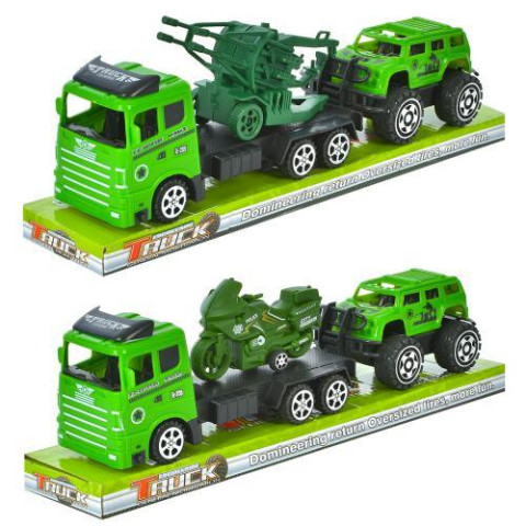 Трейлер інерція, 18см, військова техніка 11см , 2 види, в слюді, 32*7*10см   арт: MR895-32-33