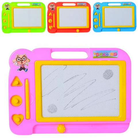 Досточка для рисования, ч/б, печать 3шт, ручка, 4 цвета, пак. 27,5*20*2см 