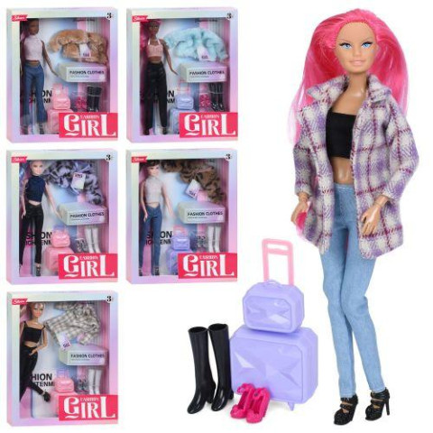 Лялька 29см, взуття, валіза, 6 видів, в кор. 26*32,5*6см  арт: FD0509-10-11