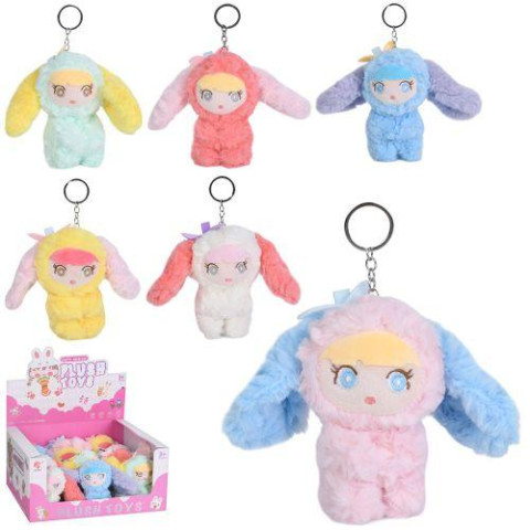 Аксесуар для сумки 19см, лялька/зайчик, 14см, м'яка іграшка, 12шт(6видів) в дисплеї, 34*28*13см   арт: 688-305A