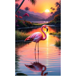 Алмазна мозаїка "Фламінго на заході сонця", на підрамнику 30*40см, в кор. 31*41*2,5см, ТМ Dreamtoys арт: S20412