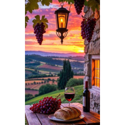 Алмазная мозаика "Закат солнця в Тоскане", на подрамнике 30*40см, в кор. 31*41*2,5см, ТМ Dreamtoys