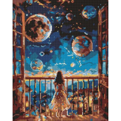 Алмазна мозаїка без підрамника "Мрійлива ніч" 40х50см, , блістер 48*7*7см, ТМ Ідейка, Україна арт: AMC20161