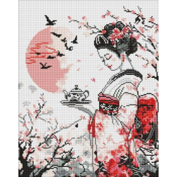 Алмазная мозаика "Гейша и чай" 40х50см, термопакет, ТМ Идейка, Украина