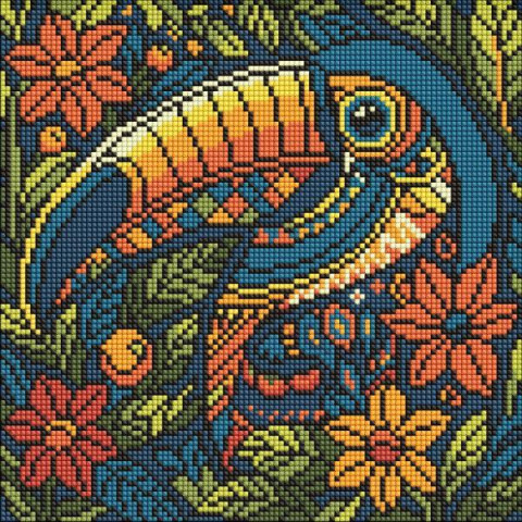Алмазна мозаїка "Вітраж. Тукан" 30х30см, термопакет, ТМ Ідейка, Україна арт: AMO8332