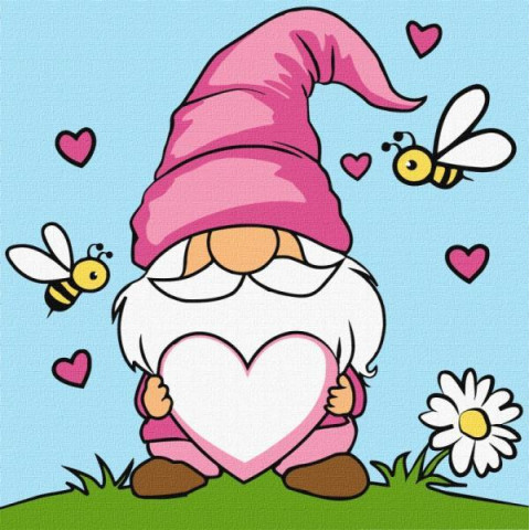 Картина за номерами для дітей "Закоханий гном" 25х25см, термопакет, ТМ Ідейка, Україна арт: KHO1179