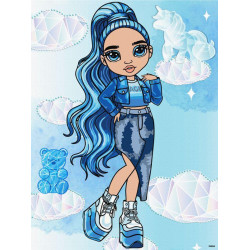 Картина за номерами для дітей "Rainbow High. Skyler" зі стразами 30х40см, термопакет, ТМ Ідейка, Україна арт: KHO1337