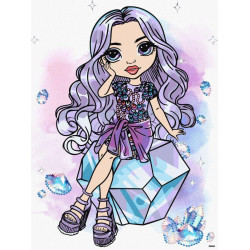 Картина за номерами для дітей "Rainbow High. Violet" зі стразами 30х40см, термопакет, ТМ Ідейка, Україна арт: KHO1339