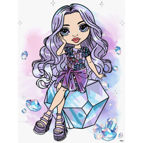 Картина за номерами для дітей "Rainbow High. Violet" зі стразами 30х40см, термопакет, ТМ Ідейка, Україна арт: KHO1339