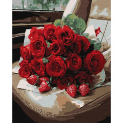 Картина по номерам "Романтический букет роз" 40х50см, термопакет, ТМ Идейка, Украина