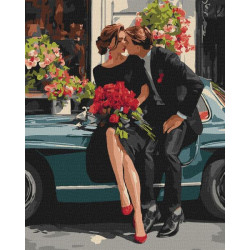 Картина по номерам "Романтическая пара у авто" 40х50см, термопакет, ТМ Идейка, Украина