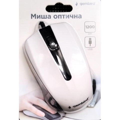 Оптична мишка Gembird MUS-101-W, USB интерфейс, білий колір арт: 080668