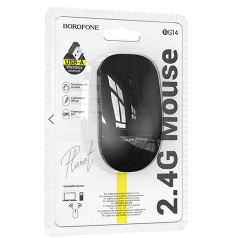 Миша Borofone BG14 бездротова USB, чорний арт: 113376
