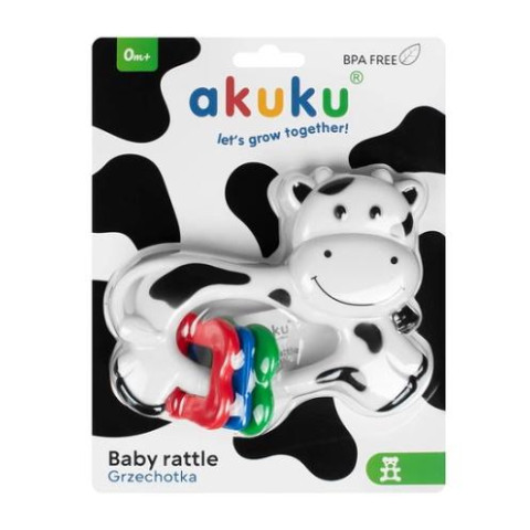 Брязкальце Корівка з кільцями, на планш.18*14см, ТМ AKUKU, Польща арт: A0679