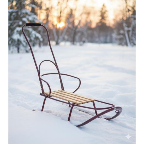 Санки, з штовхачем, продольна планка, мікс, зелена, синя, бордо, 108*90*47см арт: 372013