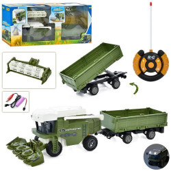 Комбайн 21см, р/у, аккум, зарядка USB, резиновые колеса, прицеп, в кор. 59*24*12см 