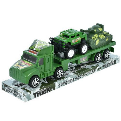 Трейлер военный, инерция, 34см, джип 10см, танк 10см, в слюде, 36*13*9см 