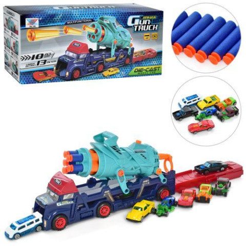 Трейлер 30см, машинки 8шт