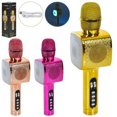 Микрофон 25см, аккум, USBвх, USBшнур, Bluetooth, TFслот, 3 цвета, в кор. 9*8*27см 