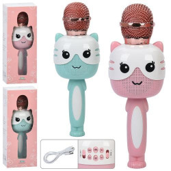 Микрофон 25см, аккум, музыка, Bluetooth, регулятор громкости, TFслот, MP3, USB зарядное, 2 цвета, в кор. 27,5*10*9см 