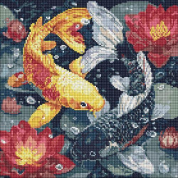 Алмазная мозаика "Жизнь кои" 40х40см, термопакет, ТМ Идейка, Украина