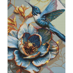 Алмазна мозаїка "Колібрі на півонії" 40х50см, термопакет, ТМ Ідейка, Україна арт: AMO20100