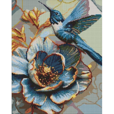 Алмазна мозаїка "Колібрі на півонії" 40х50см, термопакет, ТМ Ідейка, Україна арт: AMO20100