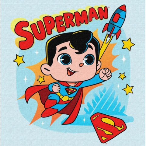 Картина за номерами для дітей WB "Superman: Політ до зірок" 25х25см, термопакет, ТМ Ідейка, Україна арт: KHO1341