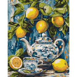 Картина за номерами "Лимони і кераміка" 40х50см, термопакет, ТМ Ідейка, Україна арт: KHO5753