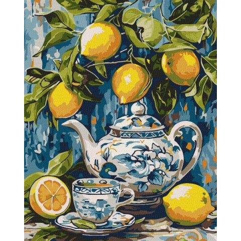 Картина за номерами "Лимони і кераміка" 40х50см, термопакет, ТМ Ідейка, Україна арт: KHO5753