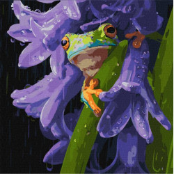 Картина по номерам "Лягушонок под дождем" 40х40см, термопакет, ТМ Идейка, Украина