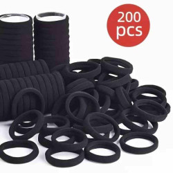 Резинки для волос черные 200шт, пак.10*10см