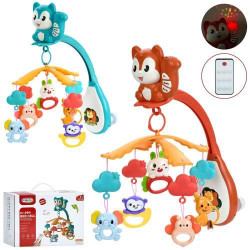 Карусель на кроватку, мобіль на ліжко, пульт, білка, підвіски , музика, проектор, 2 кольори, на батар., в кор. 30*24*13,5см  арт: 668-38N