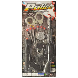 Набор полицейского автомат, пистолет, присоски, наручники, лист, 28*56,5*4см 