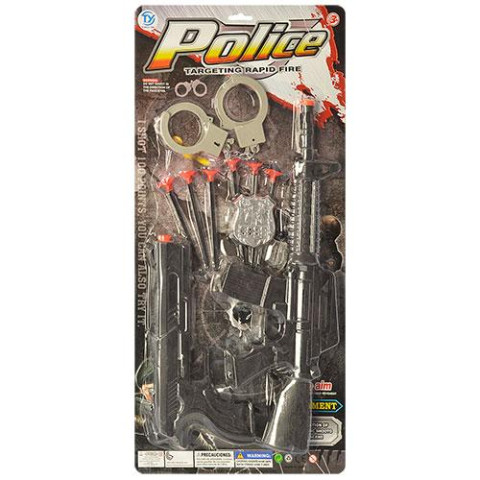 Набір поліцейського автомат, пістолет, присоски, наручники, лист, 28*56,5*4см  арт: 3310