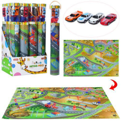Набор с транспортом машинки 4шт, коврик 