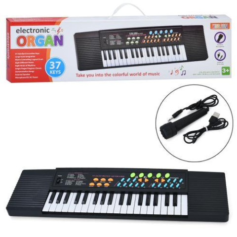 Синтезатор 37 клавиш, 53,5*15см, музыка, микрофон, запись, регулятор громкости, бат./USBшнур, в кор. 57*15,5*4,5см 