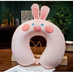 Подушка подголовник Зайка, из пены с эффектом памяти, снимаемый чехол 28*30см