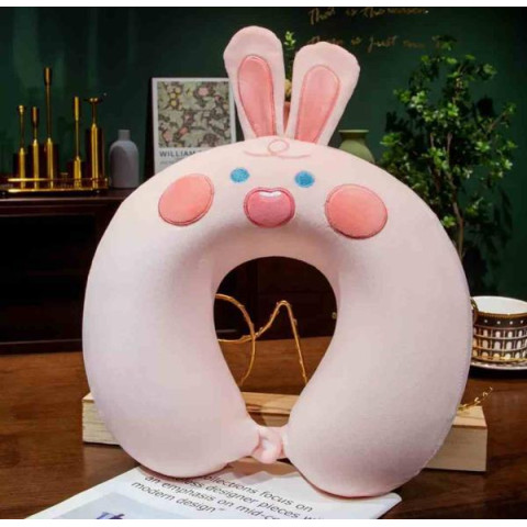 Подушка подголовник Зайка, из пены с эффектом памяти, снимаемый чехол 28*30см