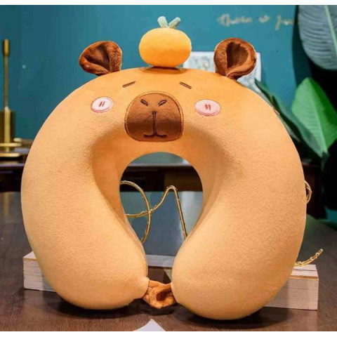 Подушка подголовник Капибара, из пены с эффектом памяти, снимаемый чехол 28*30см